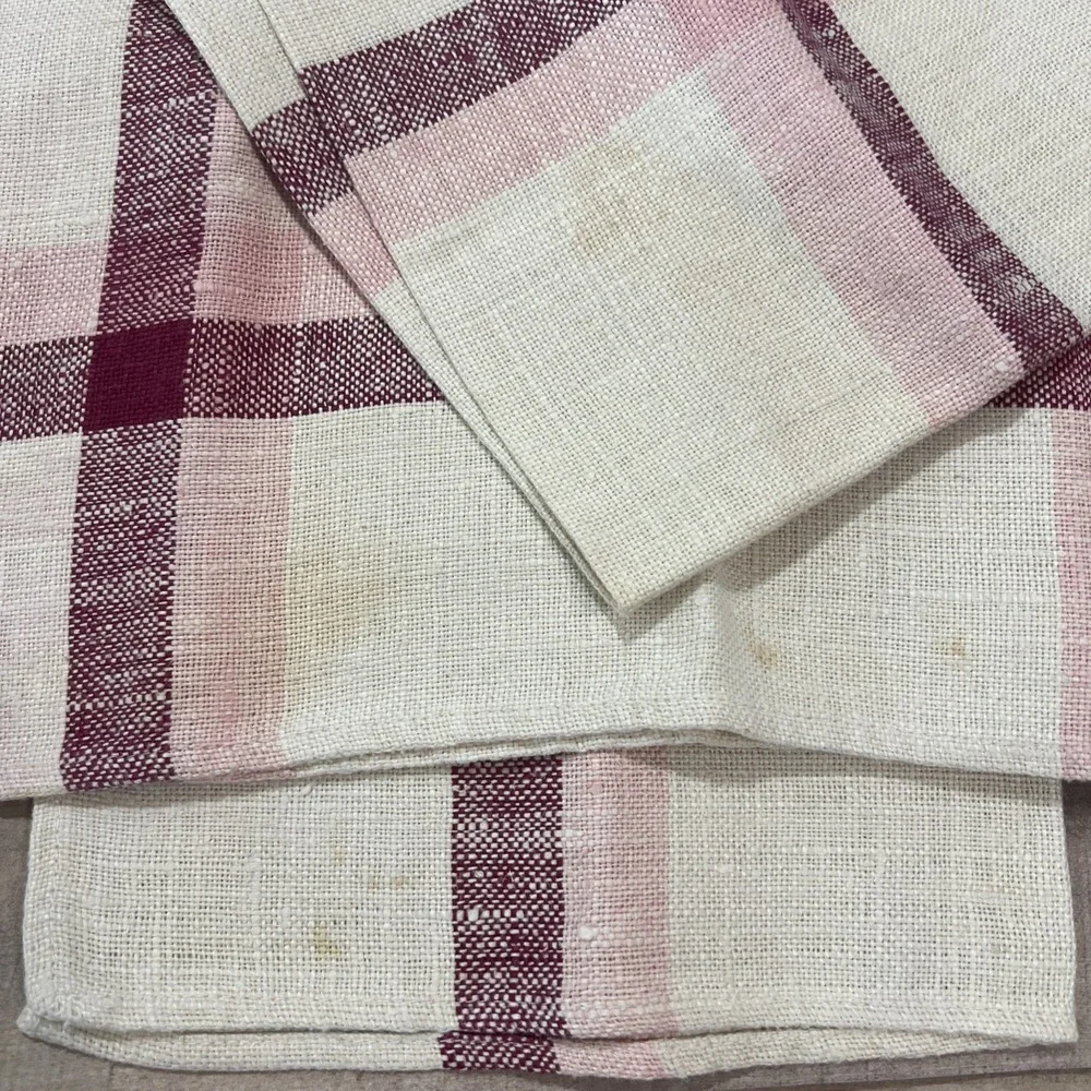 Set‎ of Six Vintage Czech Linen Napkins Pink Magenta 17